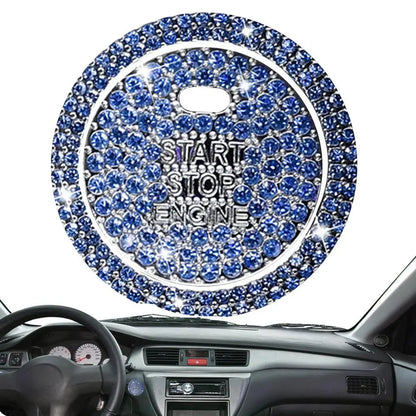 Car Start Button Diamond Ring Stickers – 2Pcs Decorative & Protective Trim