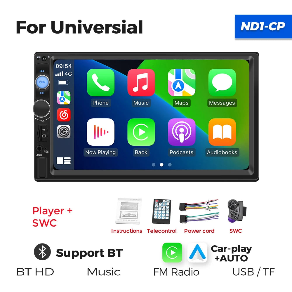 Navifly ND1 2 din Car Radio 7" Touchscreen MP5 BT SWC TF FM Camera