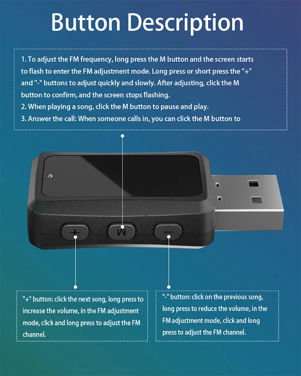 Car Bluetooth 5.3 FM02 USB Transmitter Receiver LED Handsfree Call Auto Wireless Audio