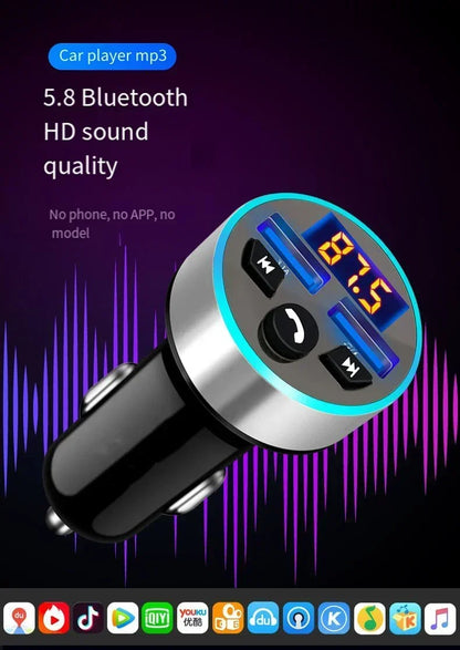 Car Bluetooth FM Transmitter MP3 Player Adapter Fast Charger