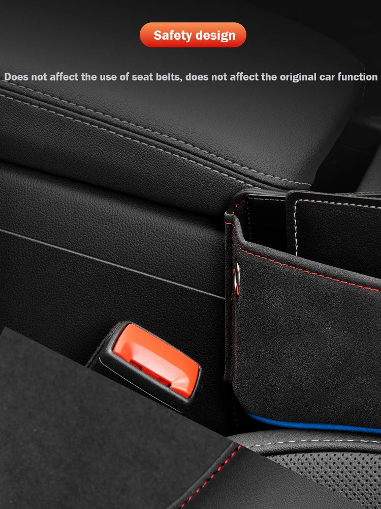 Suede Car Seat Gap Organizer – Leather Storage Pocket for Car Interior