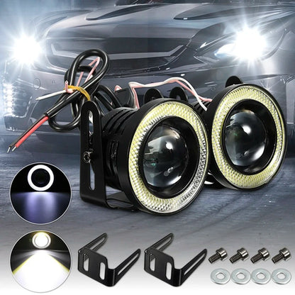 15W 6000K Car LED Angel Eyes DRL Fog Light 2.5" with Brackets