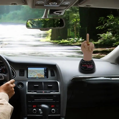 Solar-Powered Middle Finger Bobblehead Dashboard Ornament