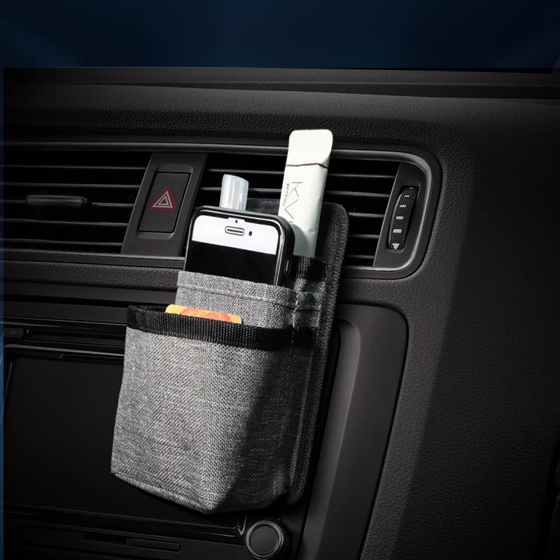 Car Air Outlet Hanging Storage Bag – Oxford Organizer, Phone Holder, Interior Accessory