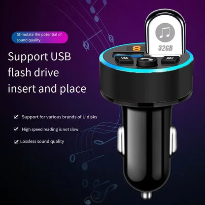 Car Bluetooth FM Transmitter MP3 Player Adapter Fast Charger