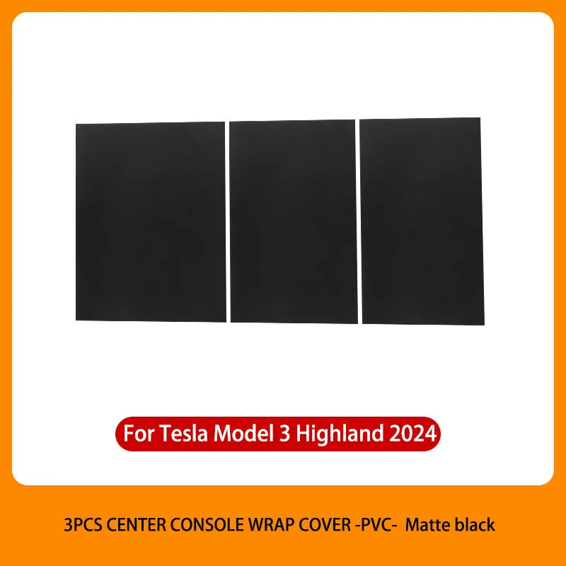 Tesla Model 3 Highland 2025 Center Console Cover – Wood Grain/Carbon Film