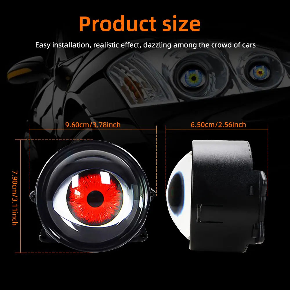 3D Dynamic LED Devil Eye Retrofit Kit – 3" Lens, 12V for Car & Motorcycle