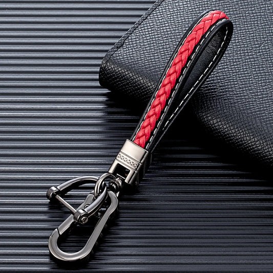 MKENDN Luxury Leather Keychain Black Clasp DIY Holder Car Gift