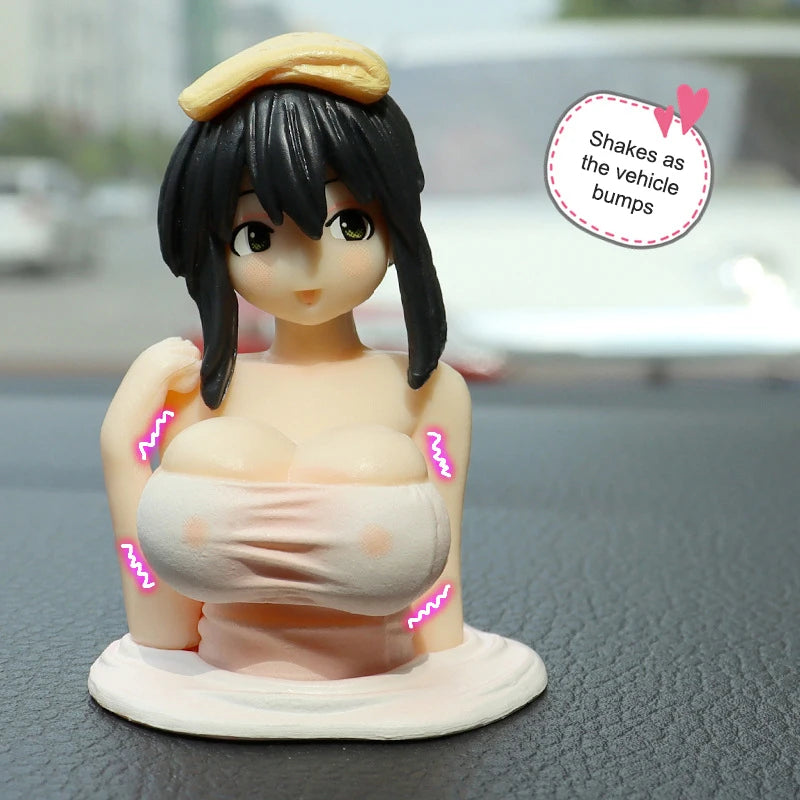 Shaking Chest Girl Car Dashboard Doll – Sexy, Cute, Plump Car & Bike Decor