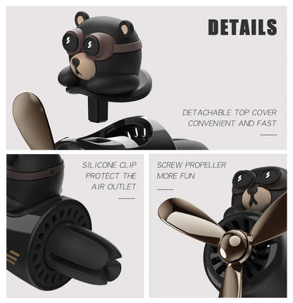 DIY Pilot Bear Car Vent Clip – Odorless Air Freshener & Interior Decor