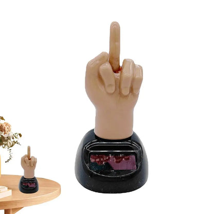 Solar-Powered Middle Finger Bobblehead Dashboard Ornament