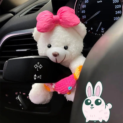 Cute Plush Car Clutch & Dashboard Decoration – Turn Signal, Rearview, Wiper Ornament