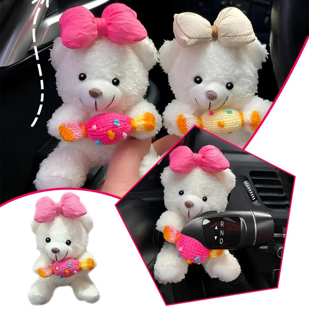 Cute Plush Car Clutch & Dashboard Decoration – Turn Signal, Rearview, Wiper Ornament