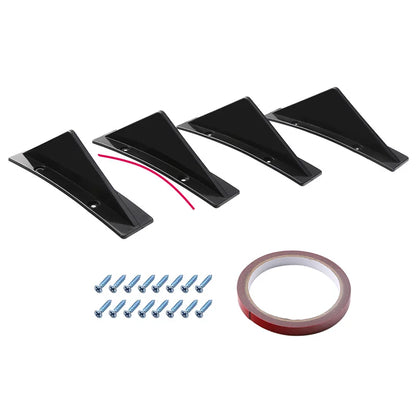 4pcs Universal Rear Bumper Lip Shark Fins Protector – Black