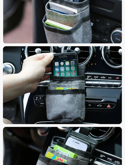 Car Air Outlet Hanging Storage Bag – Oxford Organizer, Phone Holder, Interior Accessory