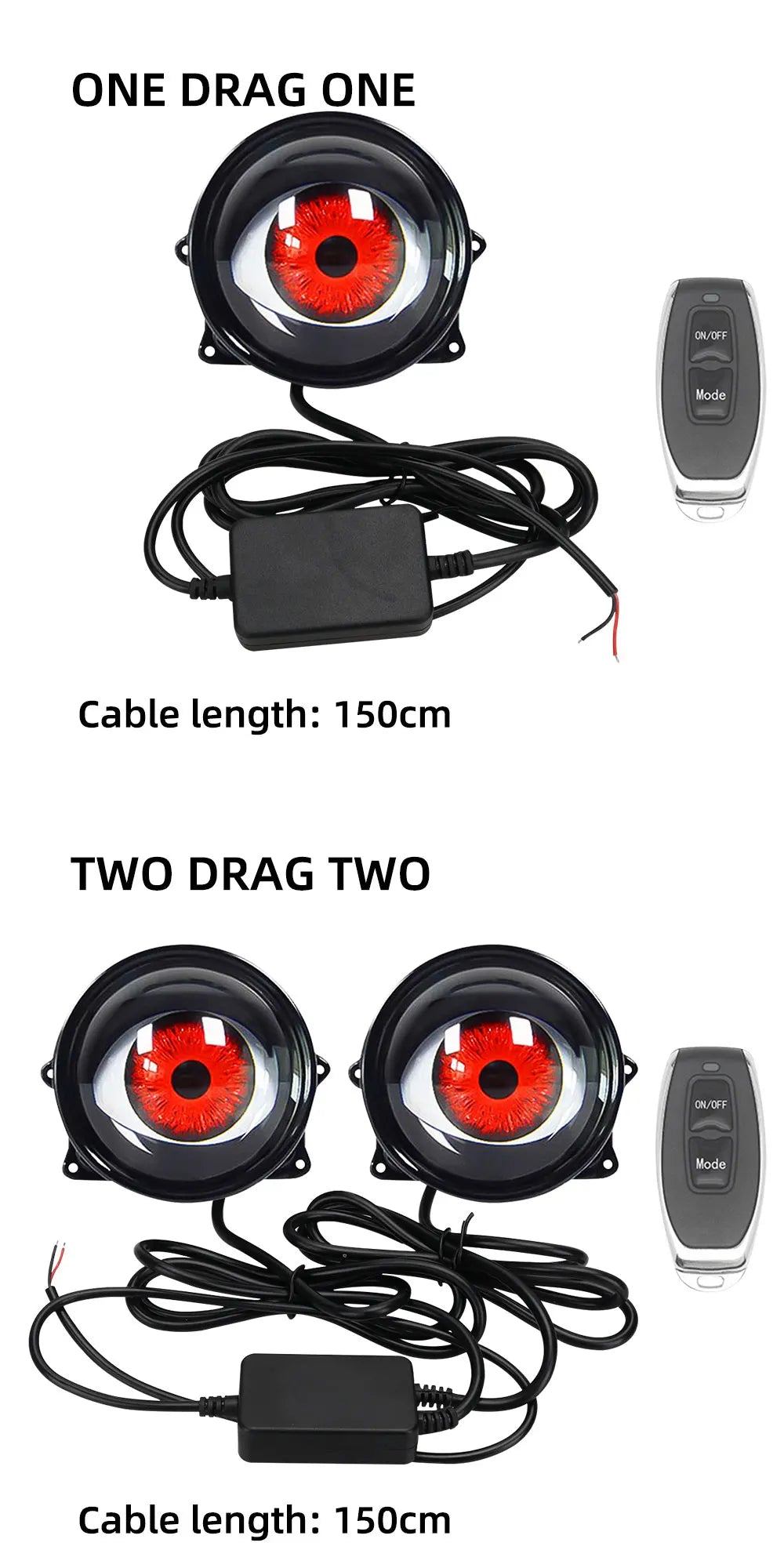 3D Dynamic LED Devil Eye Retrofit Kit – 3" Lens, 12V for Car & Motorcycle