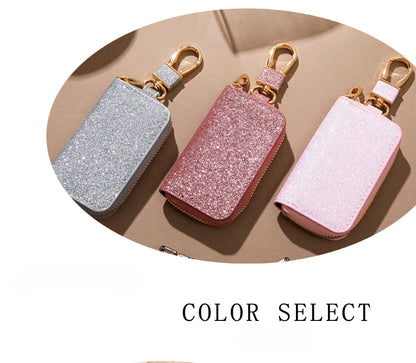 Mini Car Key Bag, Universal Key Storage, Star Sparkling Leather, Pendant Keychain, 8.7*5.5CM