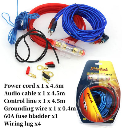 1500W AUX Kit 60AMP Fuse 8GA Power Cable Car Audio Wire Copper Clad