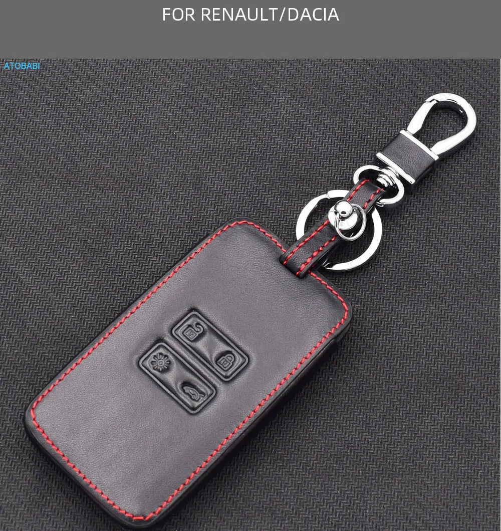 Leather Car Key Cover for Renault & Dacia - Captur, Koleos, Kadjar, Arkana, Megane, Duster, Sandero