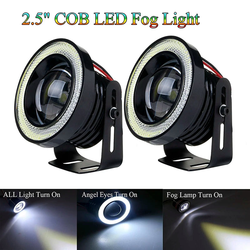 15W 6000K Car LED Angel Eyes DRL Fog Light 2.5" with Brackets