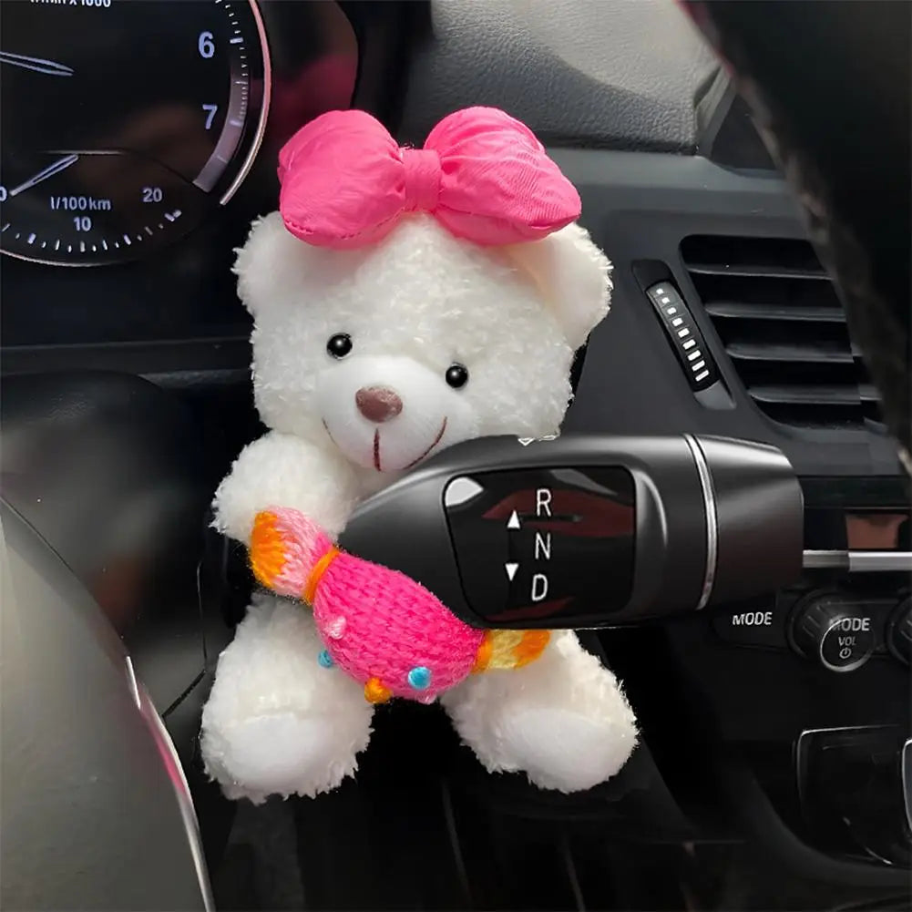 Cute Plush Car Clutch & Dashboard Decoration – Turn Signal, Rearview, Wiper Ornament