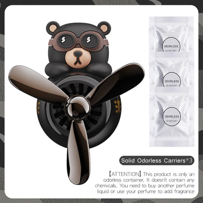 DIY Pilot Bear Car Air Freshener – Odorless Vent Clip Ornament for Men