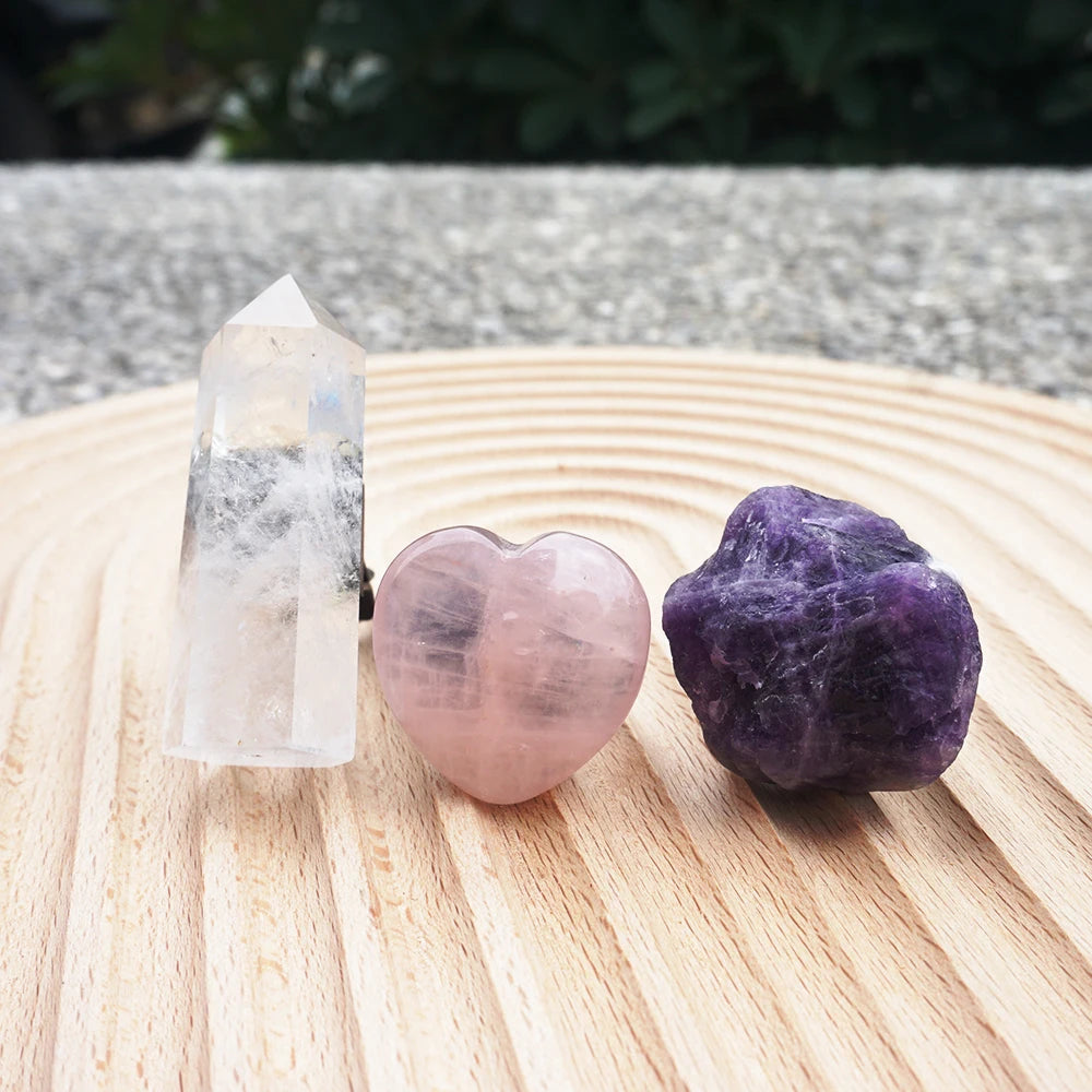 Crystal Car Vent Clip – Amethyst, Rose Quartz, Heart, Quartz Pillars, Auto Decor