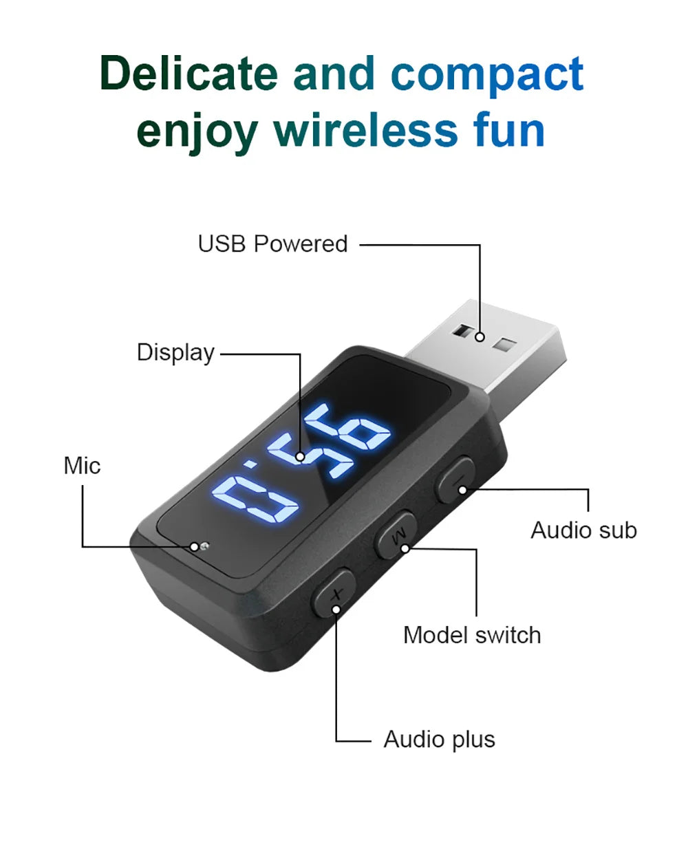 Car Bluetooth 5.3 FM02 USB Transmitter Receiver LED Handsfree Call Auto Wireless Audio