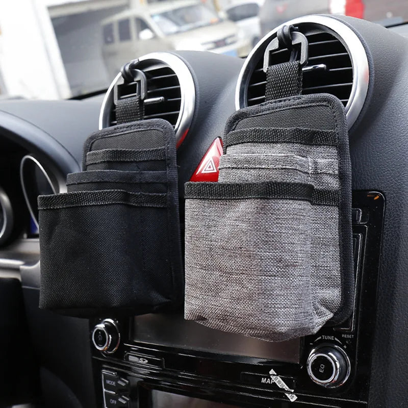 Car Air Outlet Hanging Storage Bag – Oxford Organizer, Phone Holder, Interior Accessory