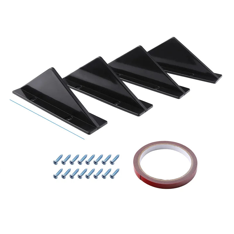 4pcs Universal Rear Bumper Lip Shark Fins Protector – Black