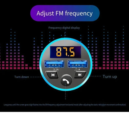 Car Bluetooth FM Transmitter MP3 Player Adapter Fast Charger