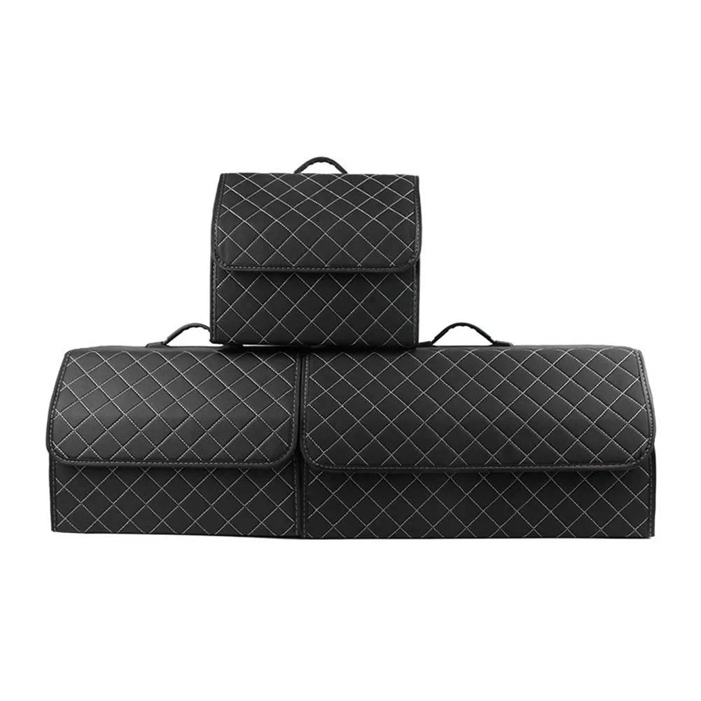 Car Trunk Organizer, Large Capacity, Multiuse, Leather, Folding, Waterproof, Emergency