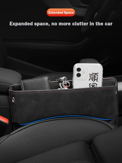 Suede Car Seat Gap Organizer – Leather Storage Pocket for Car Interior