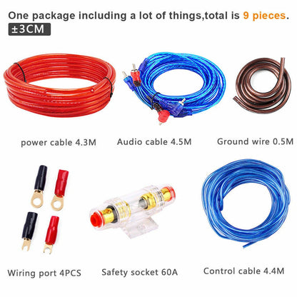 1500W AUX Kit 60AMP Fuse 8GA Power Cable Car Audio Wire Copper Clad