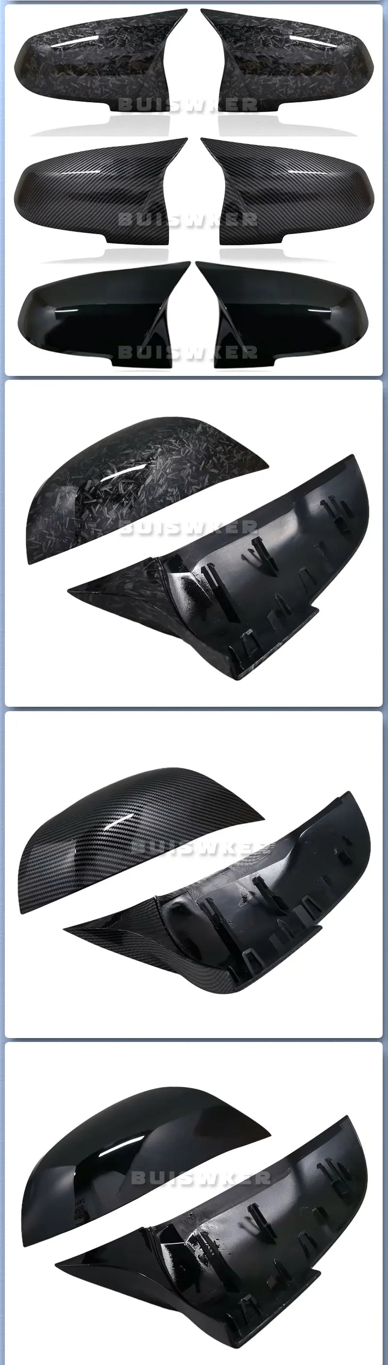 2PCS Carbon Black Rearview Mirror Cover for BMW 1-4 Series, X1 (F20-F36)