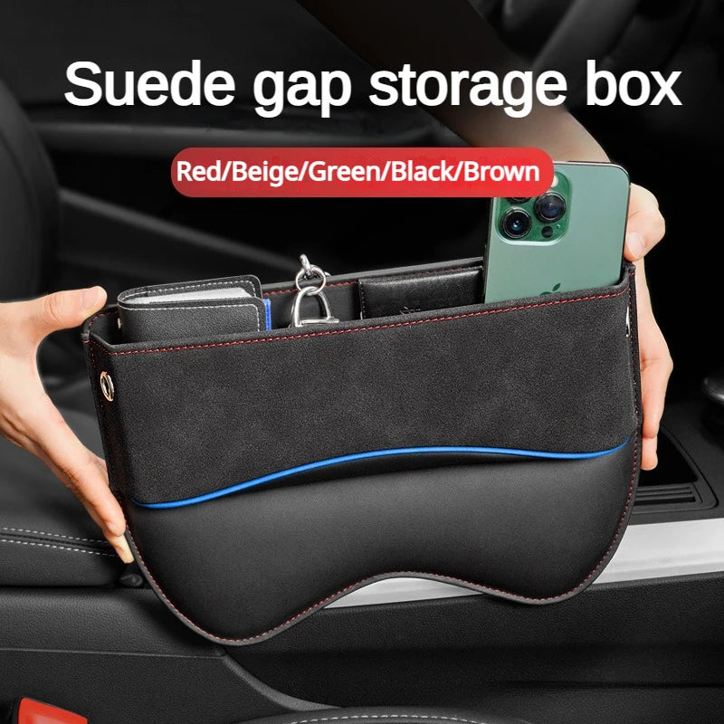 Suede Car Seat Gap Organizer – PU Leather Storage Pocket & Crevice Filler