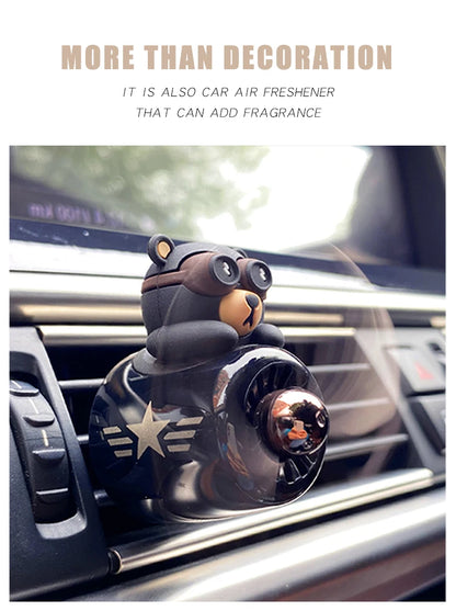 DIY Pilot Bear Car Air Freshener – Odorless Vent Clip Ornament for Men