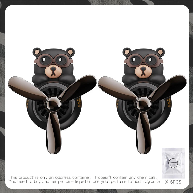 DIY Pilot Bear Car Air Freshener – Odorless Vent Clip Ornament for Men