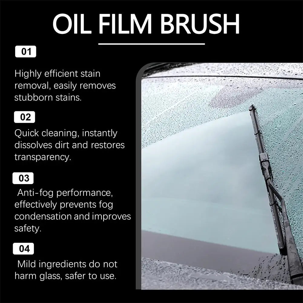 2025 Green Car Glass Oil Film Remover Kit - Powerful Windshield Cleaner & Waterproofing Brush