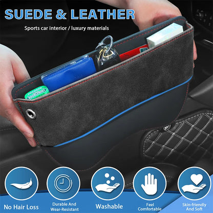 Suede Car Seat Gap Organizer – Leather Storage Pocket for Car Interior