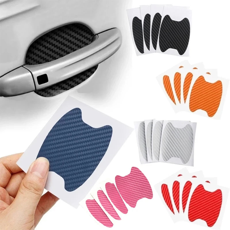 Car Door Handle Scratch Protector - Carbon Fiber, 4Pcs Set