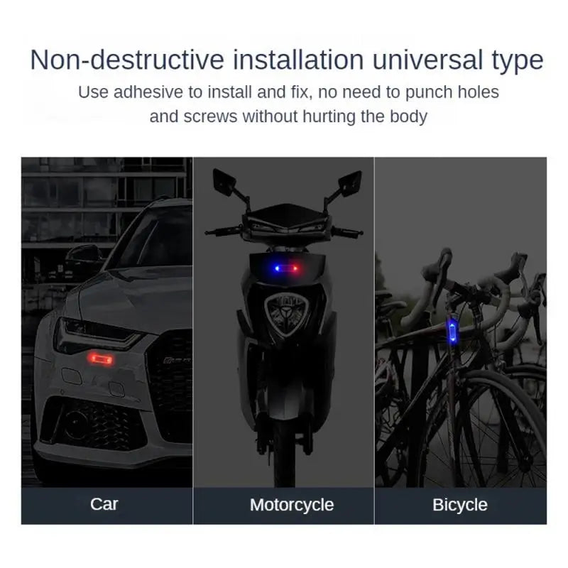 Black Solar-Powered Anti-Theft Strobe Light – Wireless LED for Motorcycles, Cars, Scooters, and Drones