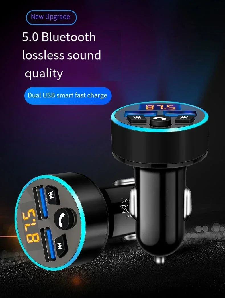 Car Bluetooth FM Transmitter MP3 Player Adapter Fast Charger