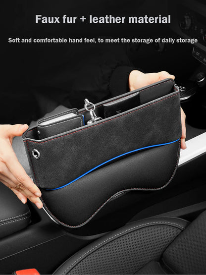 Suede Car Seat Gap Organizer – Leather Storage Pocket for Car Interior