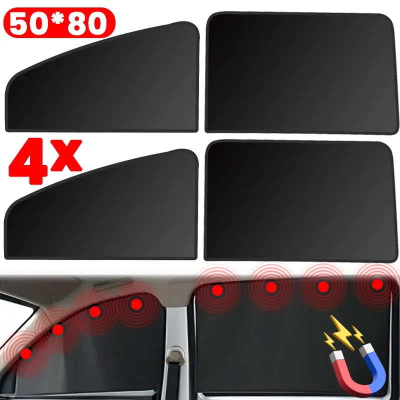 Magnetic Car Sunshade, UV Protection, Window Mesh, Front & Rear Cover, Auto Accessories