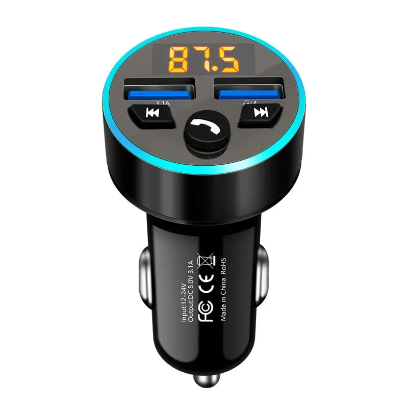 Car Bluetooth FM Transmitter MP3 Player Adapter Fast Charger