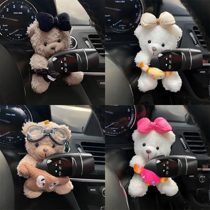 Cute Plush Car Clutch & Dashboard Decoration – Turn Signal, Rearview, Wiper Ornament