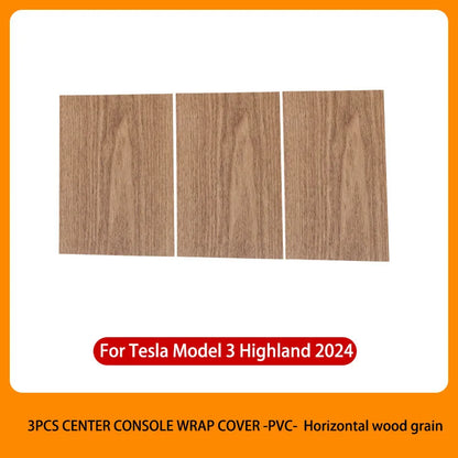 Tesla Model 3 Highland 2025 Center Console Cover – Wood Grain/Carbon Film