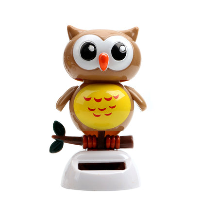 Dancing Solar Owl Car Ornament – Cute Shaking Head Dashboard Decor